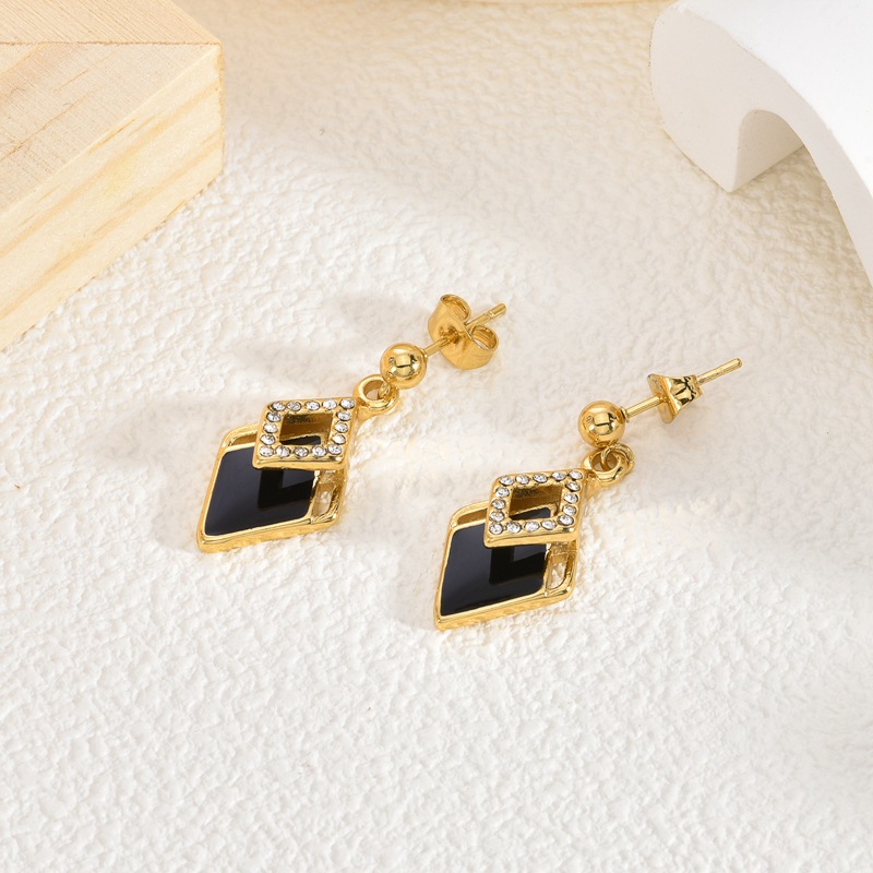 crystal inlay earrings