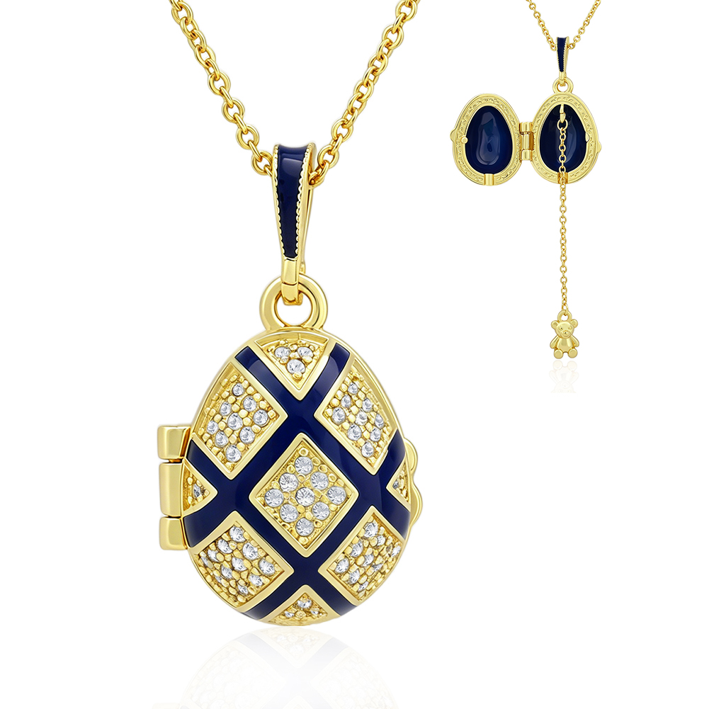 enamel locket necklace