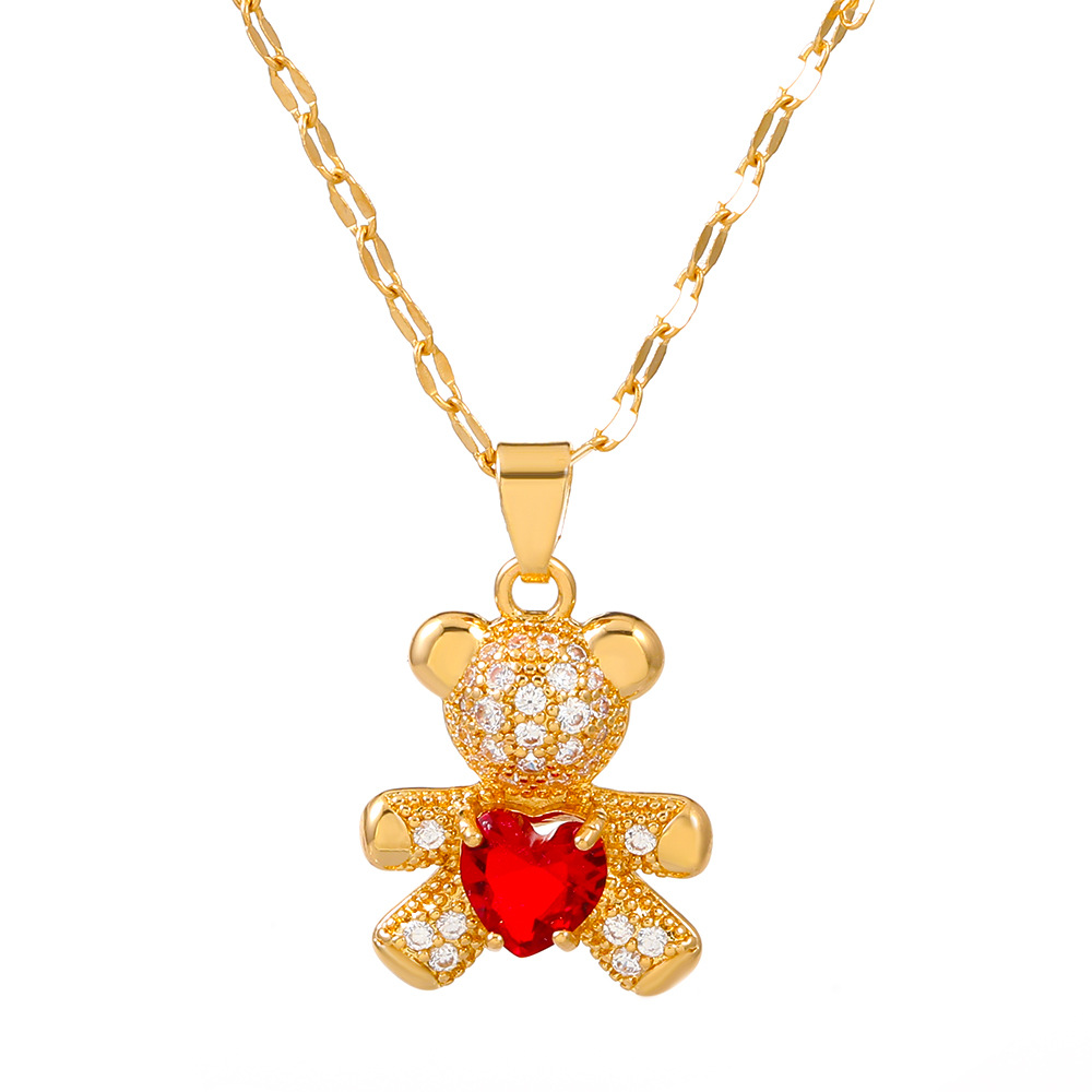 heart shaped bear necklace