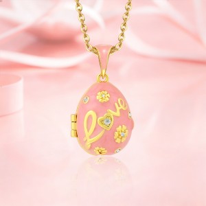 pink enamel love pendant
