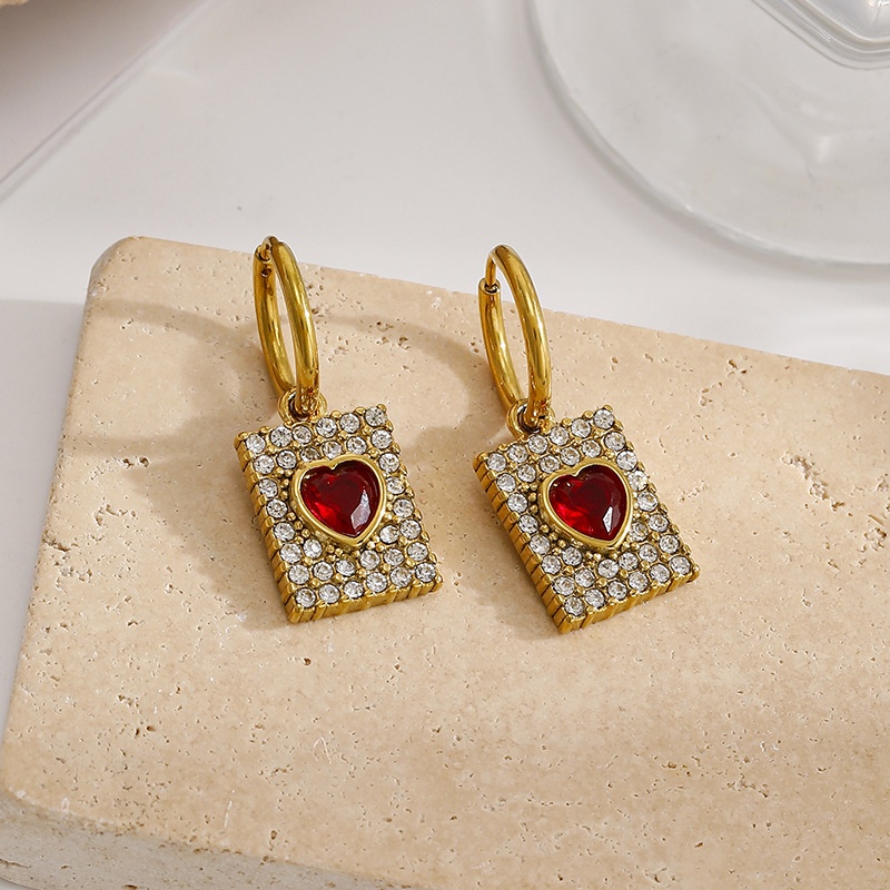 red heart earrings