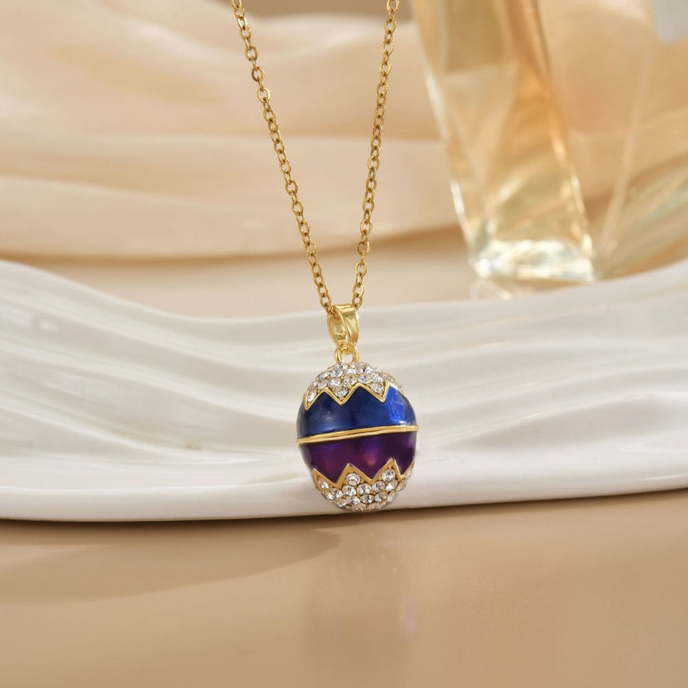 2025 New Year's Easter Egg Enamel Pendant Sweet Style Necklace Accessory Valentine's Day Gift