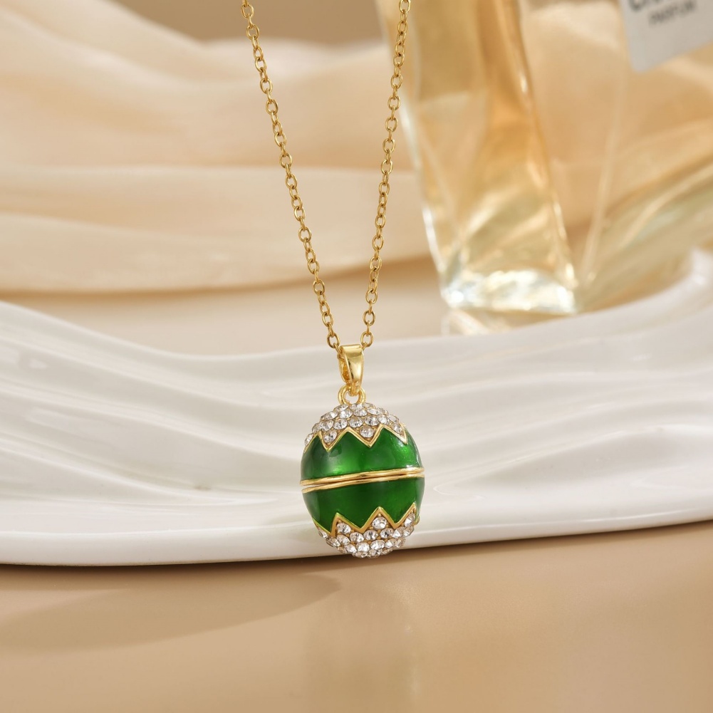 2025 New Year's Easter Egg Enamel Pendant Sweet Style Necklace Accessory Valentine's Day Gift