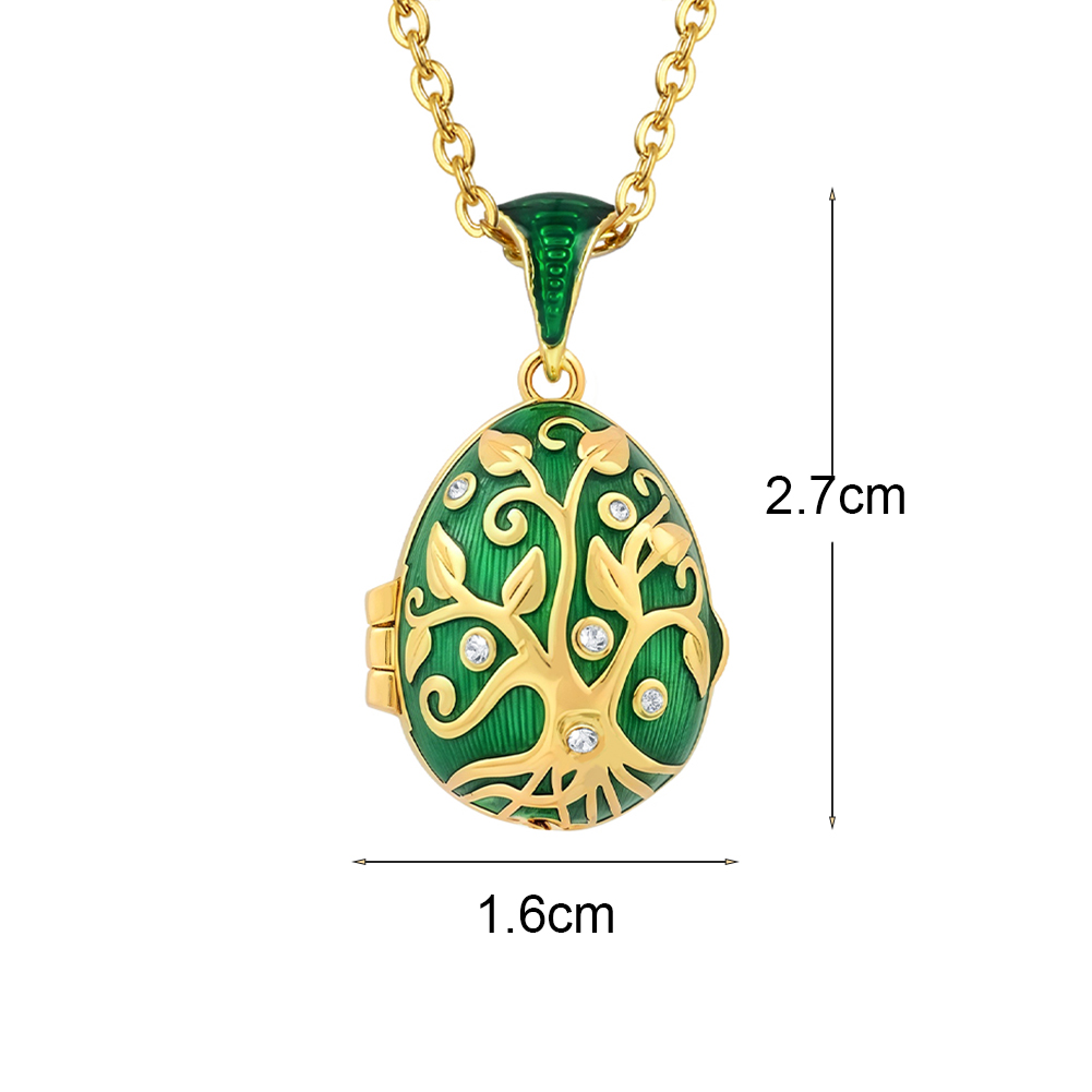 Vintage Style Egg Pendant with Ladybug Accent -Enamel Jewelry for Daily Wear