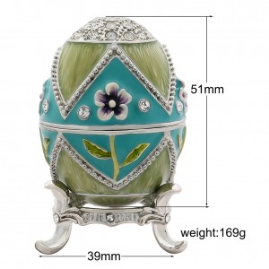 Vintage Style Enamel Egg Jewelry Box with Crystal Embellishments - Luxury Gift for Her, Wedding Present or Luxe Home Decor