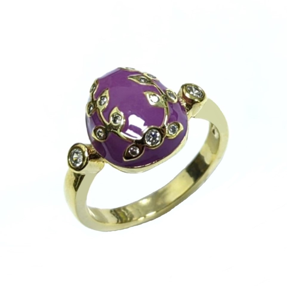 Russian Style Easter gift fashion Fancy Custom Green Enamel Faberge Egg Ring