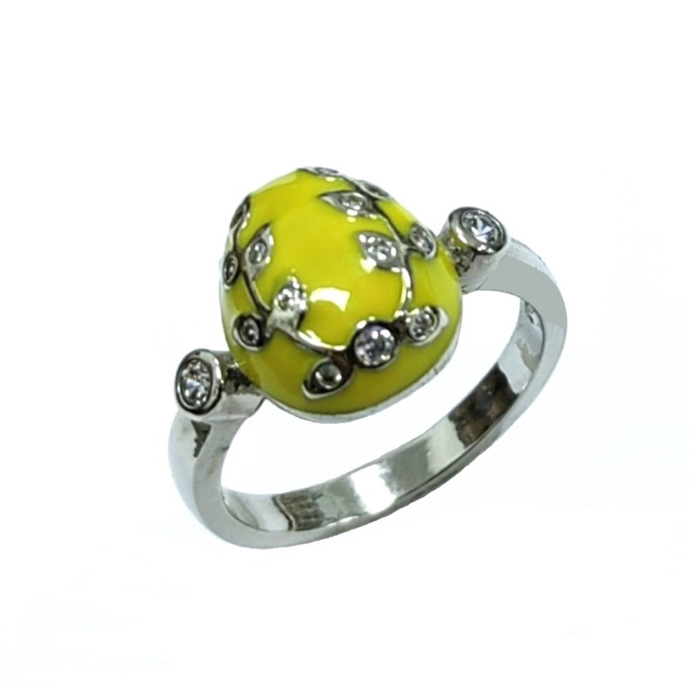 Russian Style Easter gift fashion Fancy Custom Green Enamel Faberge Egg Ring