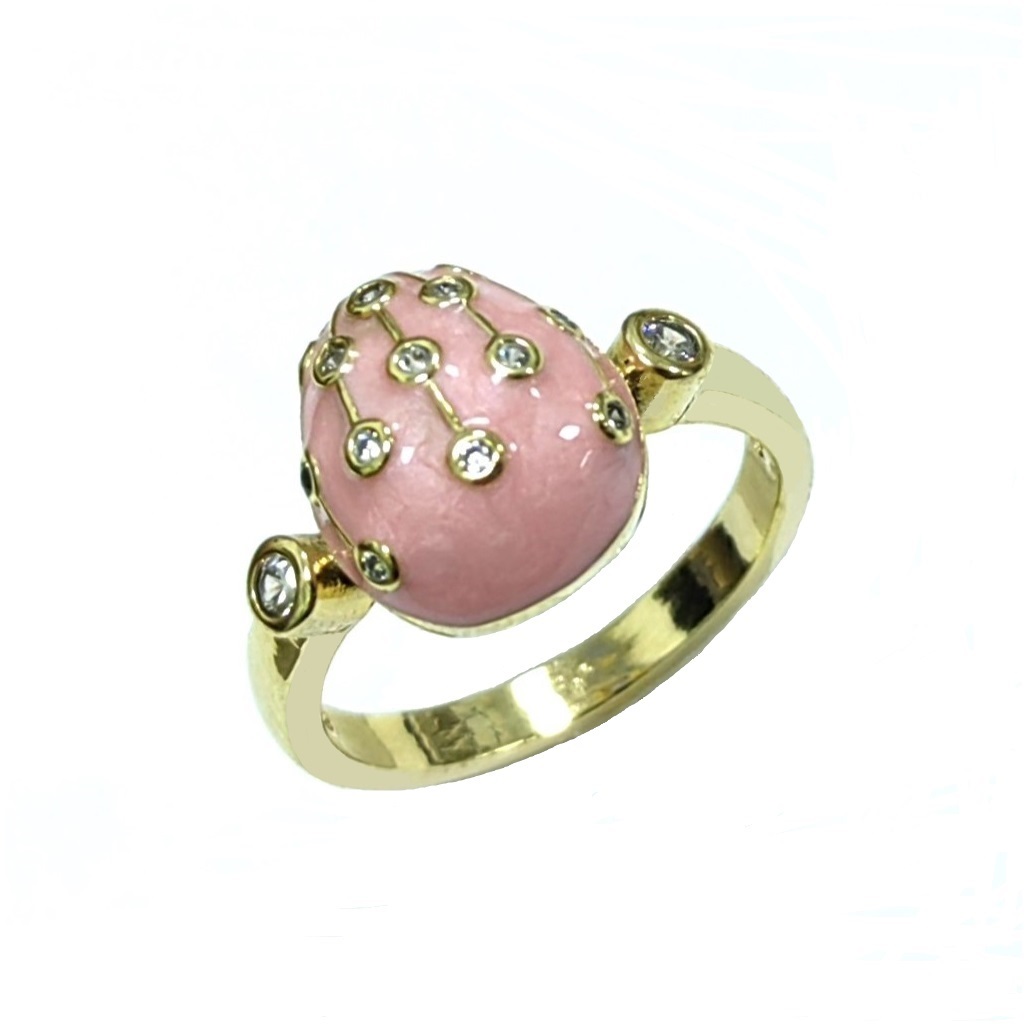 Russian Style Easter gift fashion Fancy Custom Green Enamel Faberge Egg Ring
