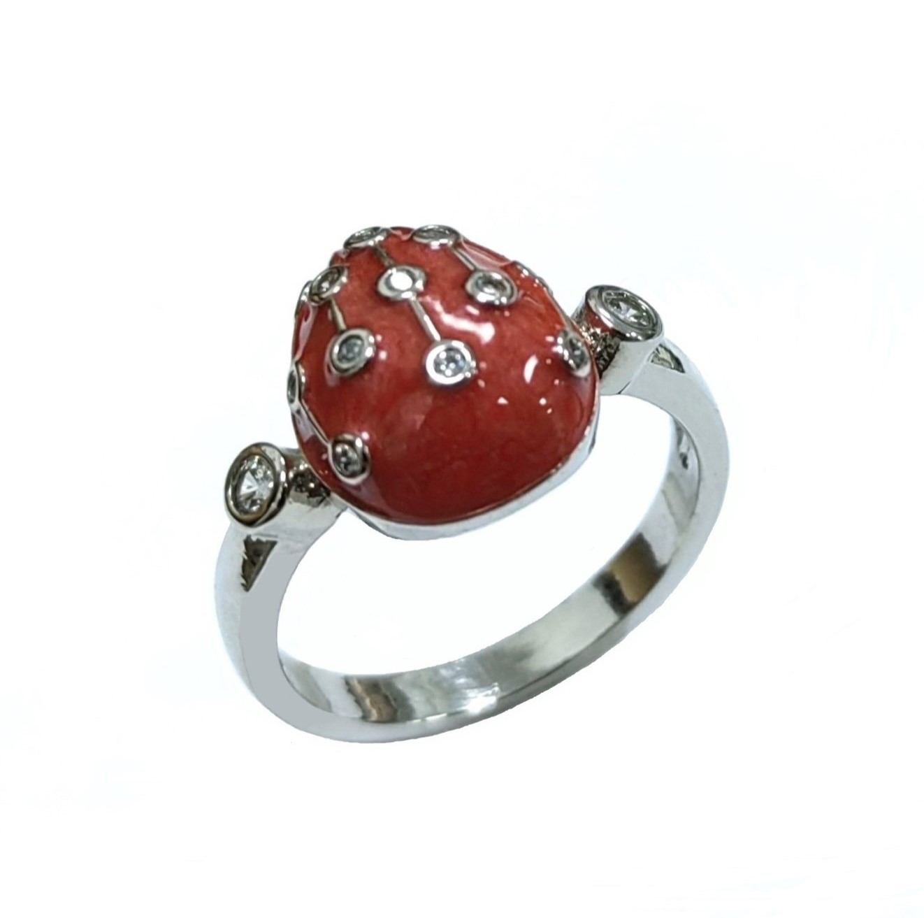 Russian Style Easter gift fashion Fancy Custom Green Enamel Faberge Egg Ring