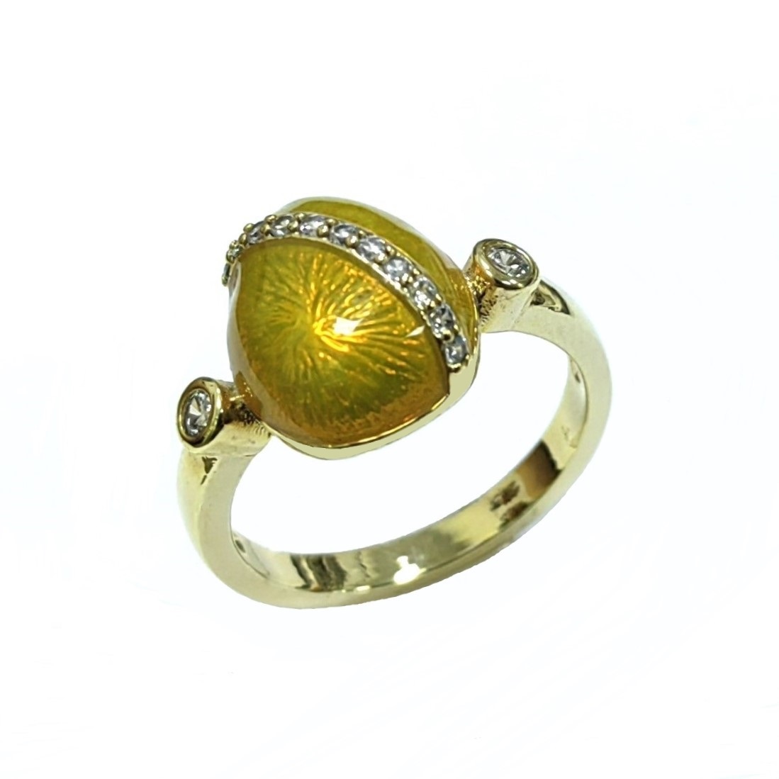 Russian Style Easter gift fashion Fancy Custom Green Enamel Faberge Egg Ring