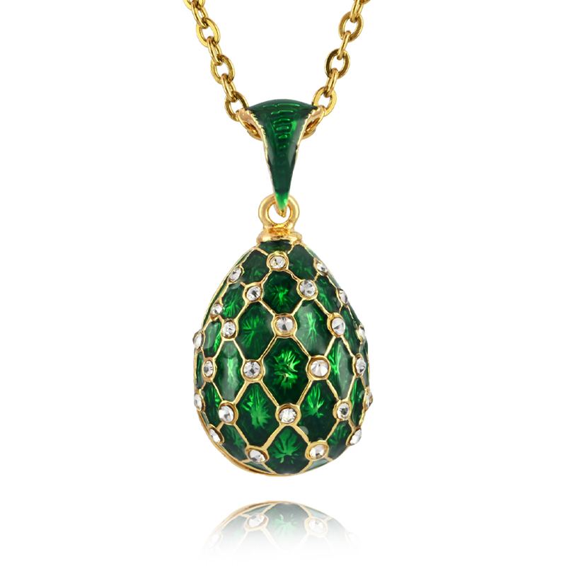 Unique Handcrafted Brass Egg Mesh Pendant Necklace - Blend of Vintage & Contemporary Style绿