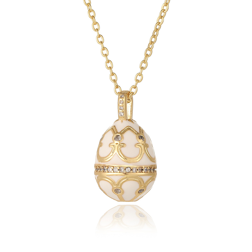 Vintage Style Enamel Egg Charm Pendant Handcrafted Luxury Jewelry for Women