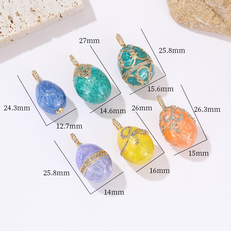 Multicolored Diamond-Inlaid Enamel Egg Pendant Fashionable Clavicle Necklace Personalized Gift