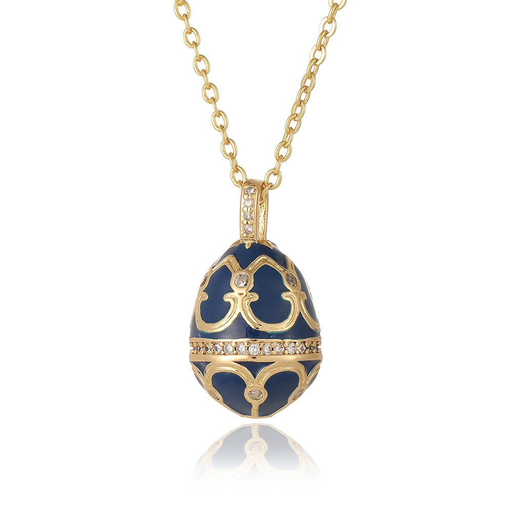 Vintage Style Enamel Egg Charm Pendant Handcrafted Luxury Jewelry for Women