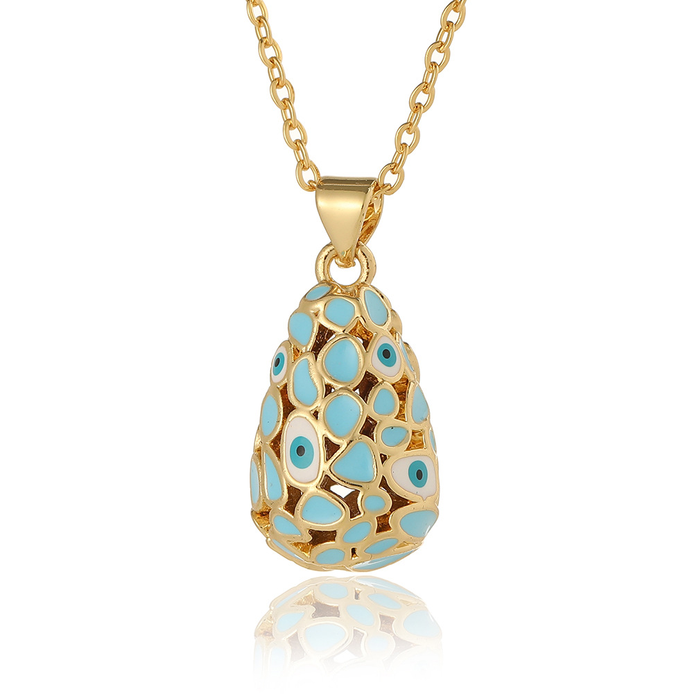 Geometric Dripping Oil Easter Egg Necklace