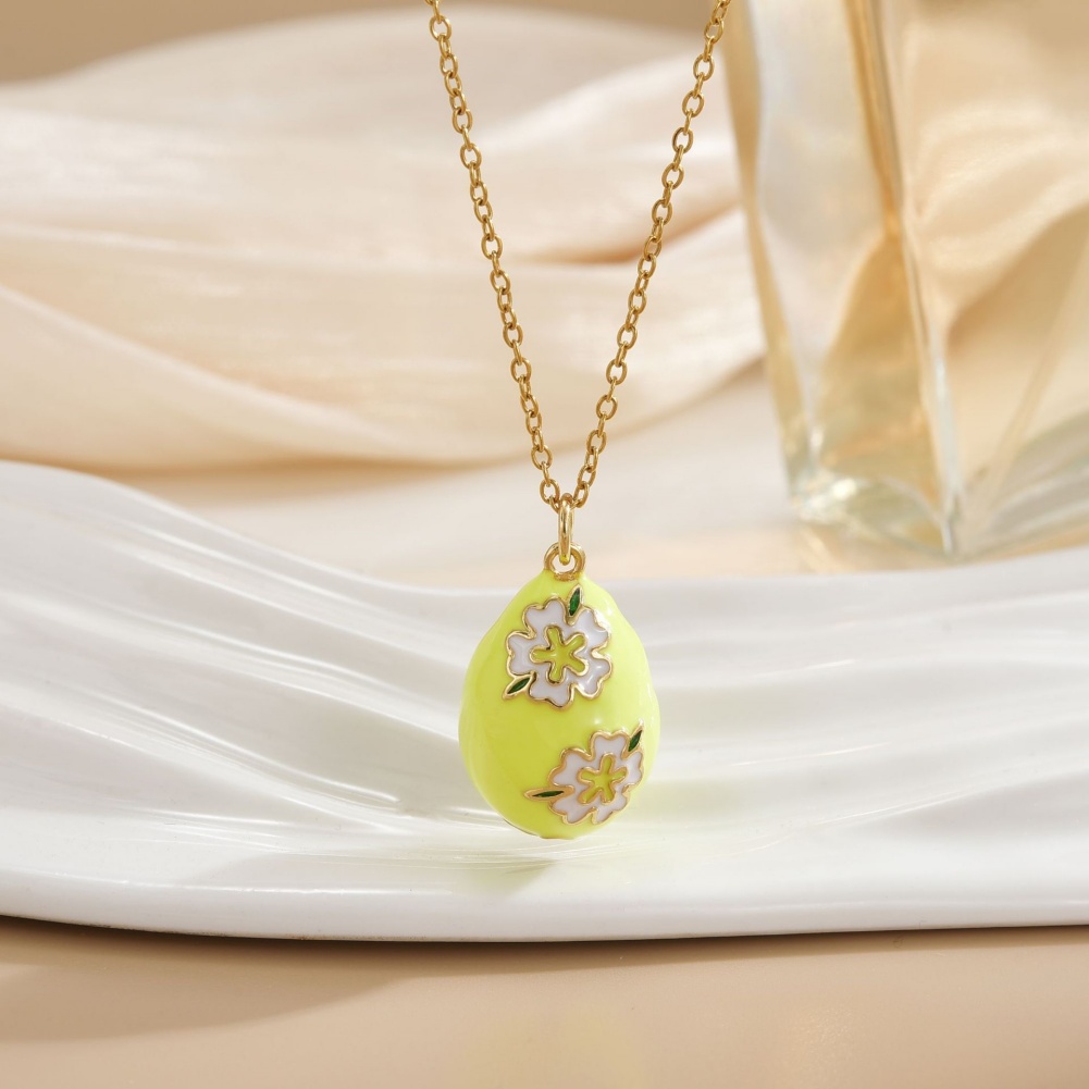 Fashionable Enamel Egg Pendant Necklace Collarbone Chain Wholesale Women's Gifts