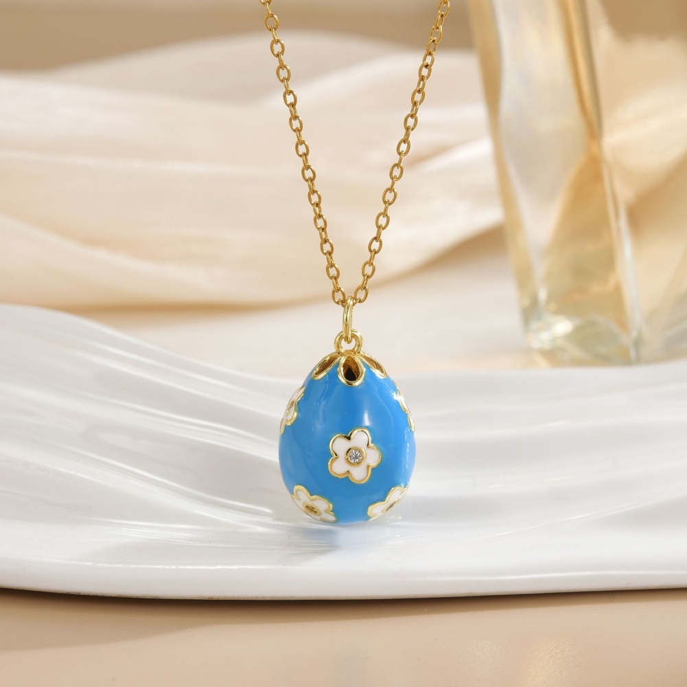 Fashionable Enamel Egg Pendant Necklace Collarbone Chain Wholesale Women's Gifts