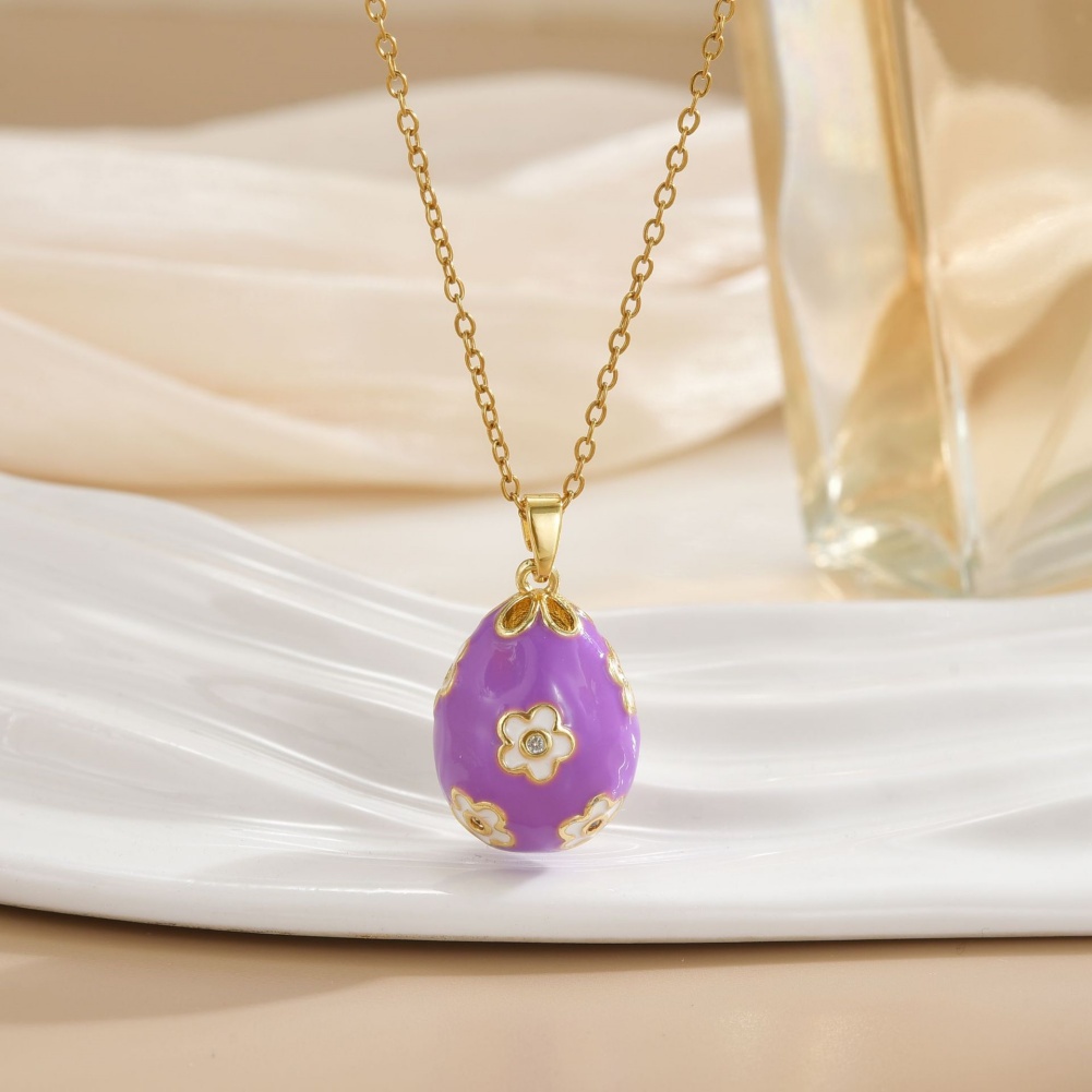 Fashionable Enamel Egg Pendant Necklace Collarbone Chain Wholesale Women's Gifts