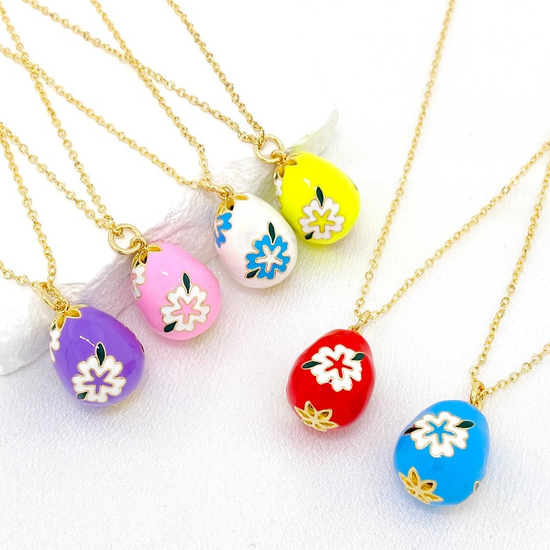 Fashionable Enamel Egg Pendant Necklace Collarbone Chain Wholesale Women's Gifts
